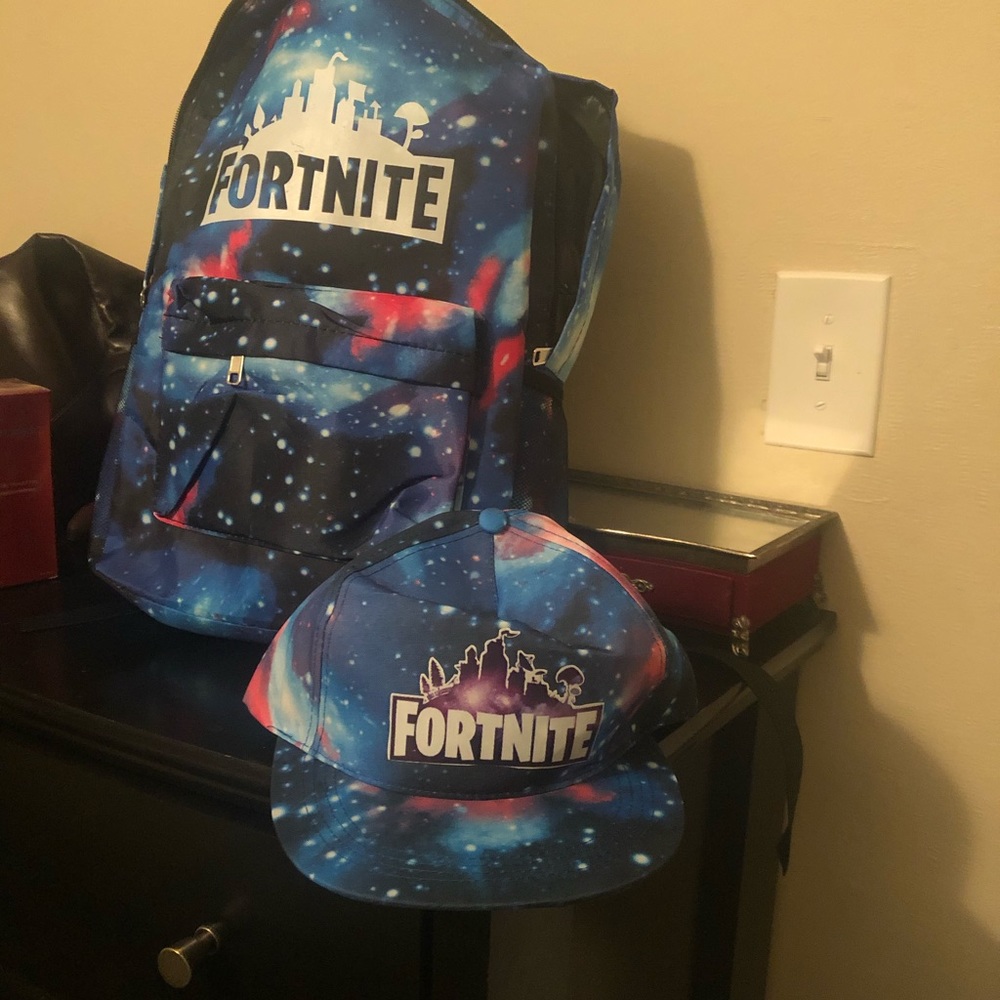 Fortnight backpack and Baseball cap